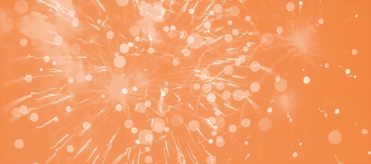 Fireworks and light orbs