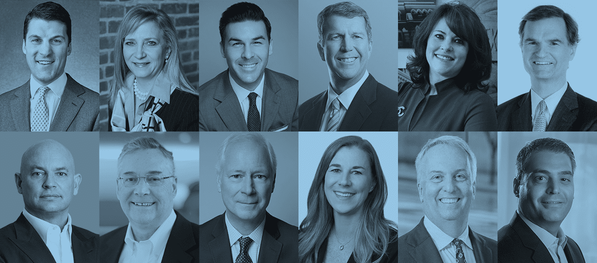 Group of men and women headshots in corporate attire